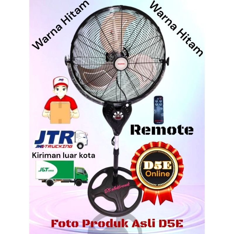 kipas angin power fan maspion pw 2001RC remote 20" HITAM (kirim cargo) pw 2001 rc