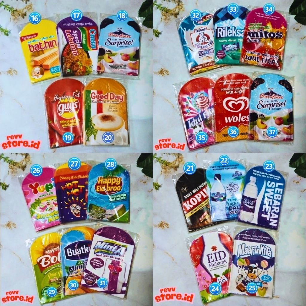 

(10 pcs) Amplop Lebaran Motif Snack 2025