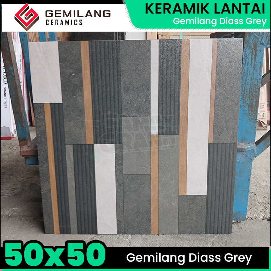 Keramik Kasar 50x50 Gemilang Diass Grey Lantai Teras / Carport/ Garasi Matte KW1