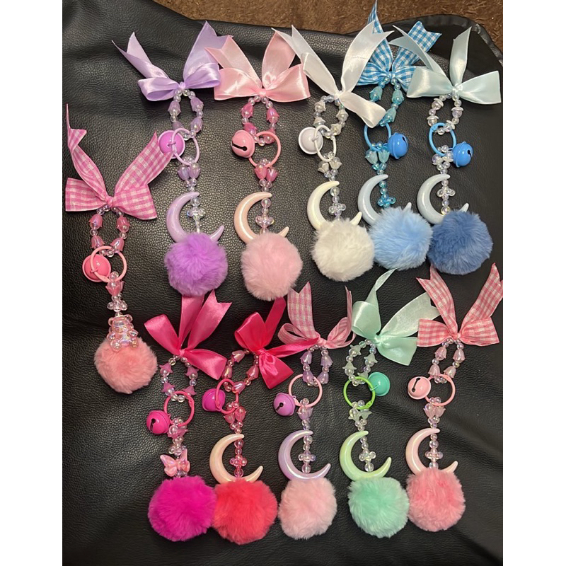 Bag Charm Pompom Bulan Sabit Bear Kupu Kupu Butterfly Lonceng - Gantungan Tas