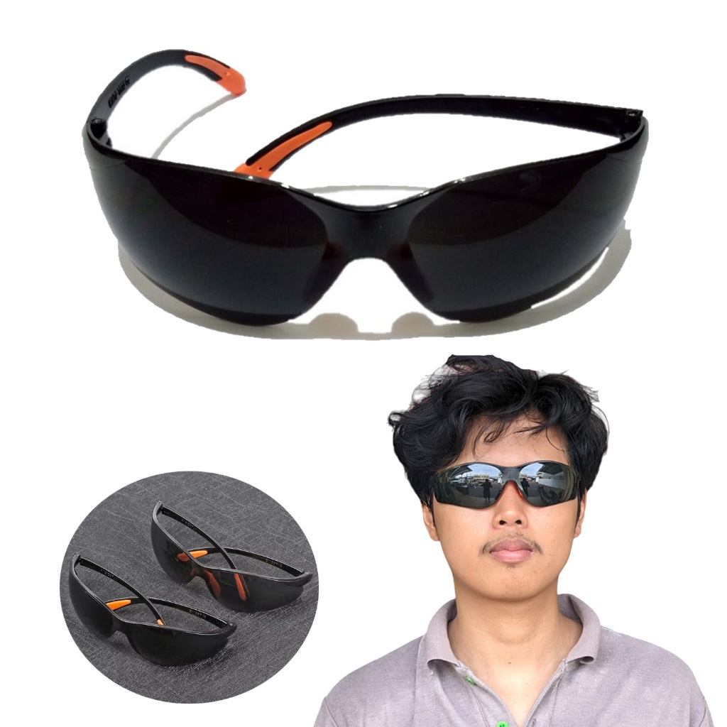 Kacamata Safety Bening Clear Smoke Las Hitam Pelindung Kerja Safety Glasses