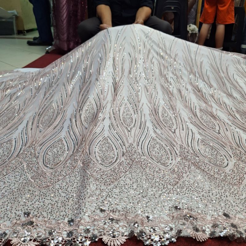 bahan kebaya kain tile bordir Payet squin motif terbaru ll tile malibu