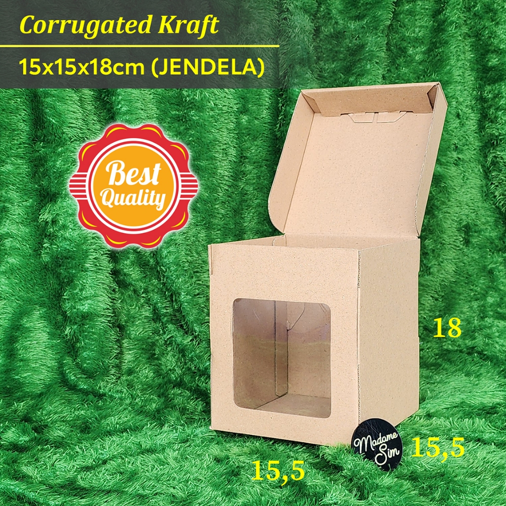 

KOTAK KUE - CAKE BOX - DUS BOLU 15x15x18 - JENDELA (ISI : 10 PCS)