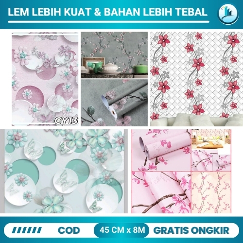 [COD 10M] Wallpaper Dinding Motif Bunga Wallpaper Sticker Dinding Kamar Wallpaper Bunga 10 Meter