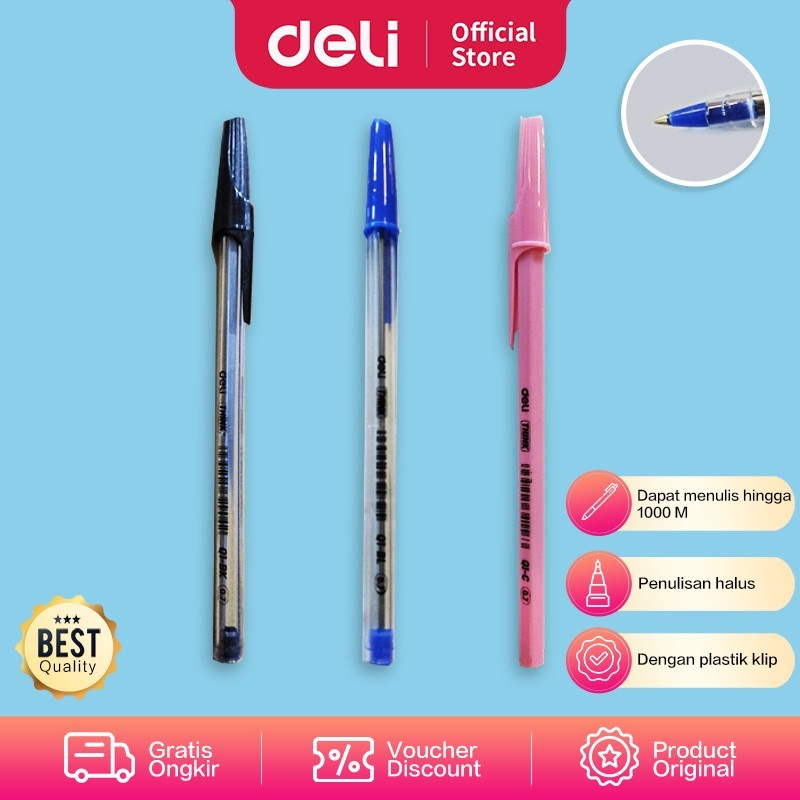 

Pulpen Deli EQ1 Tinta Hitam dan Biru 0.7mm