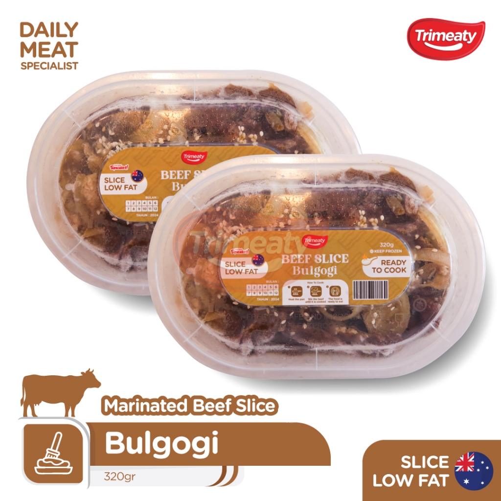 

Beef Slice Bulgogi (Low Fat) / Slice Low Fat Marinasi Bulgogi / Ready to Cook / Makanan Instan Frozen 320gr