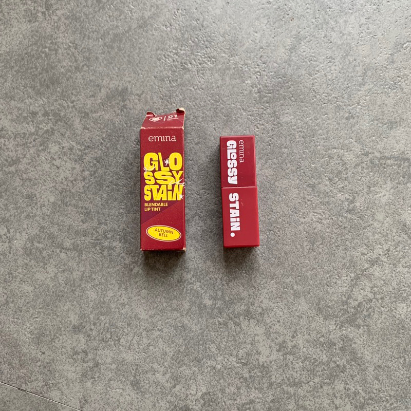 Emina lip tint glossy stain 01 autumn bell preloved lipstik makeup