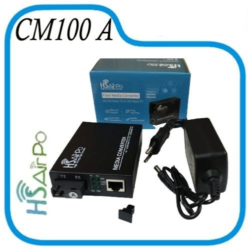 HS AIRPO CM100 A Fiber Ethernet Media Converter 10 - 100 MBPS - Garansi Resmi
