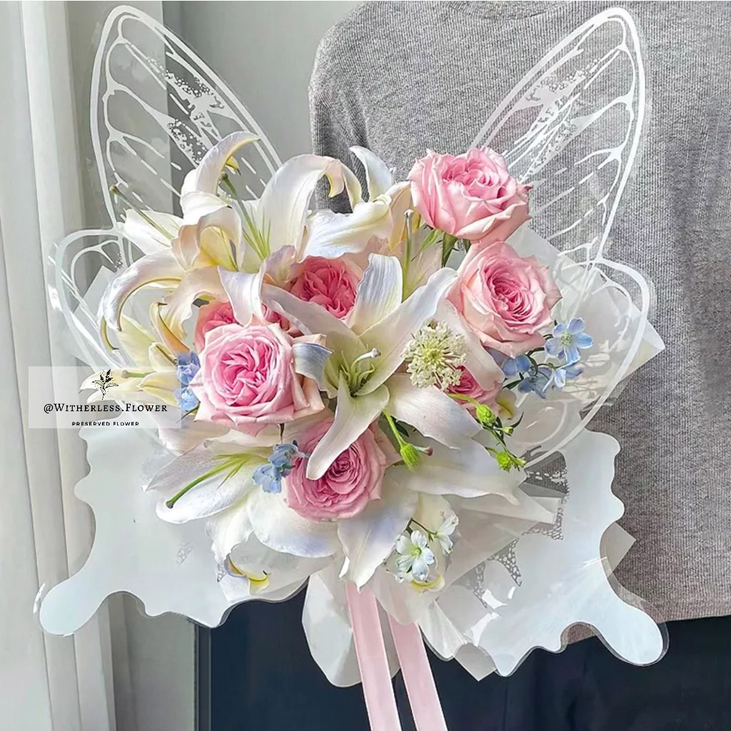 

1 Set Butterfly Wing Transparent Cellophane / Kertas Buket Kupu-Kupu Clear / Wrapping Paper Florist