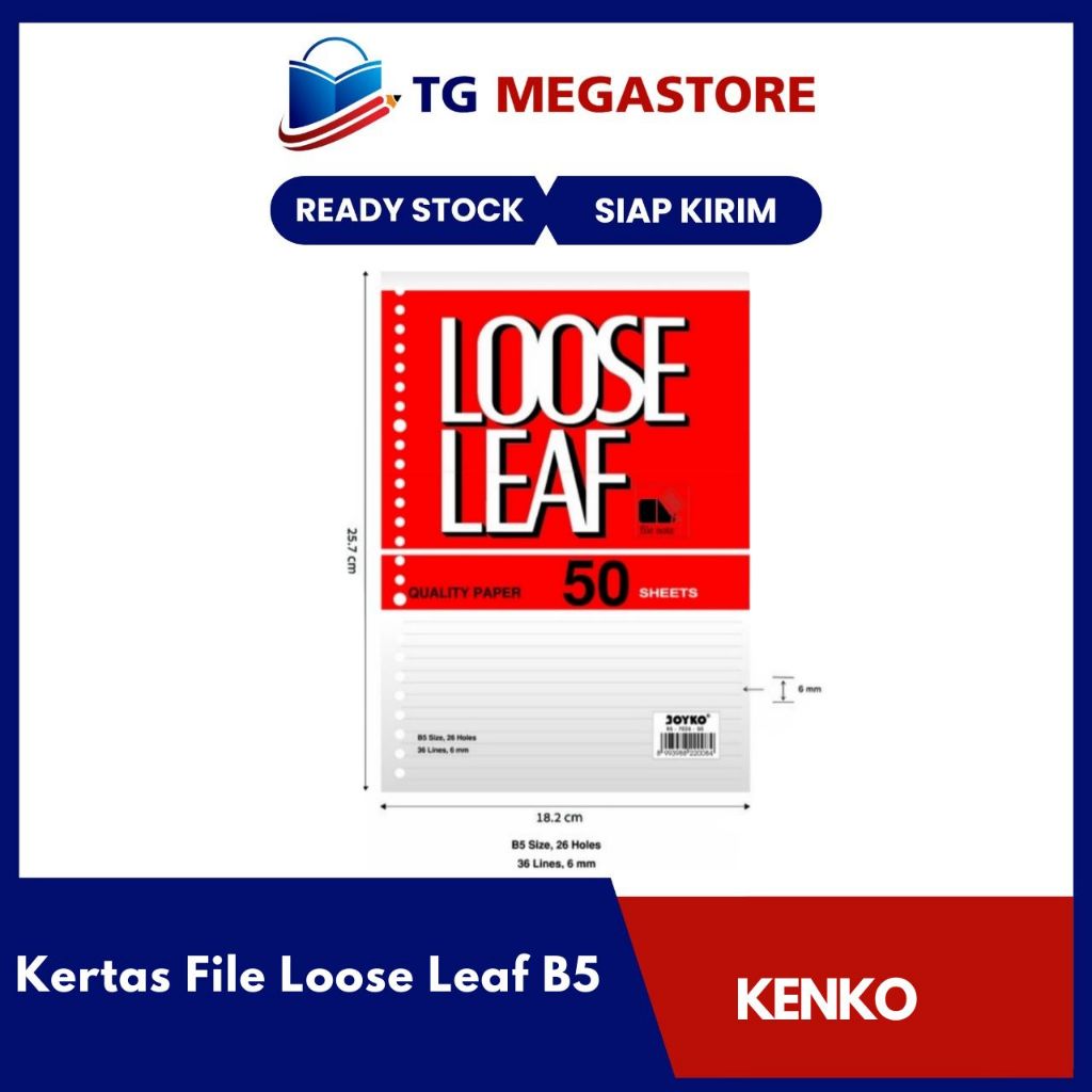 

Kertas File Loose Leaf Kenko B5 isi 50 Lembar
