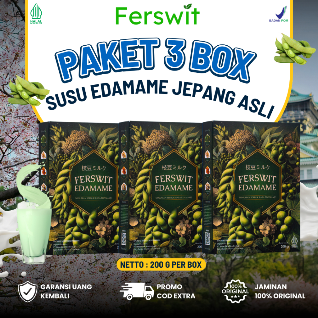 

(COD) (3 BOX) Ferswit Susu Edamame Jepang Untuk Kolesterol, Asam Urat, Nyeri Sendi Tulang 100% ORI