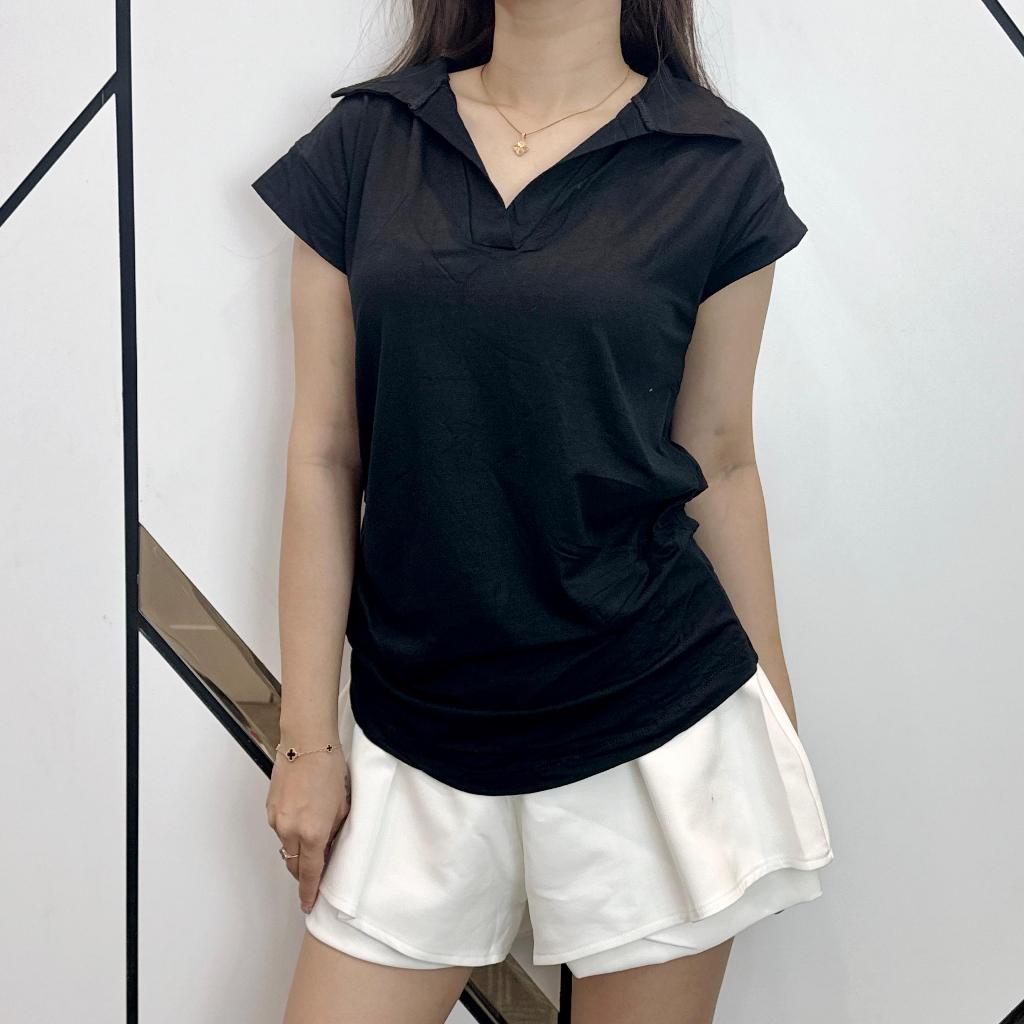 Kaos Polos V Neck Kerah / Atasan Kerah Wanita