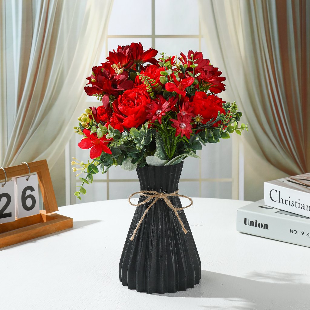 Bunga tiruan bermutu tinggi generasi baru et Vas Bunga Plastic Artificial Flowers bunga hiasan ruang