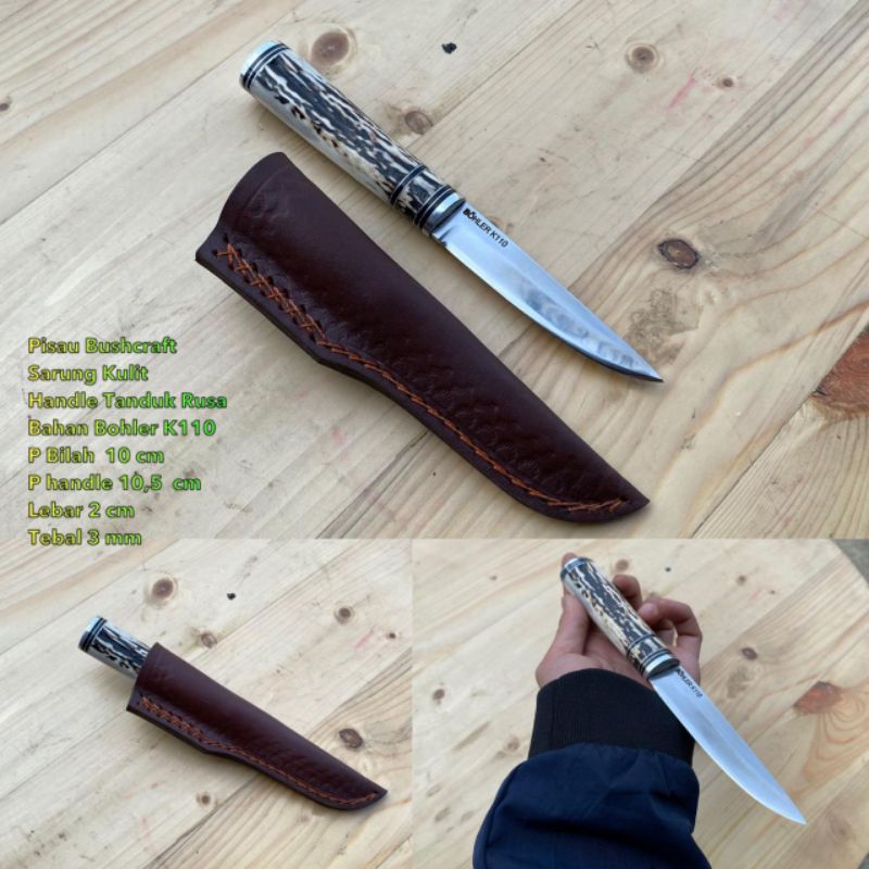 Bohler K110 | Pisau Bushcraft Sarung Kulit