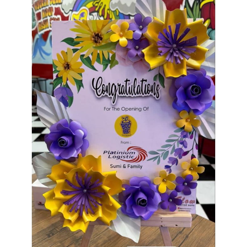 Bunga papan kertas ukuran 30x40cm - bunga papan meja - bunga  papan kertas solo
