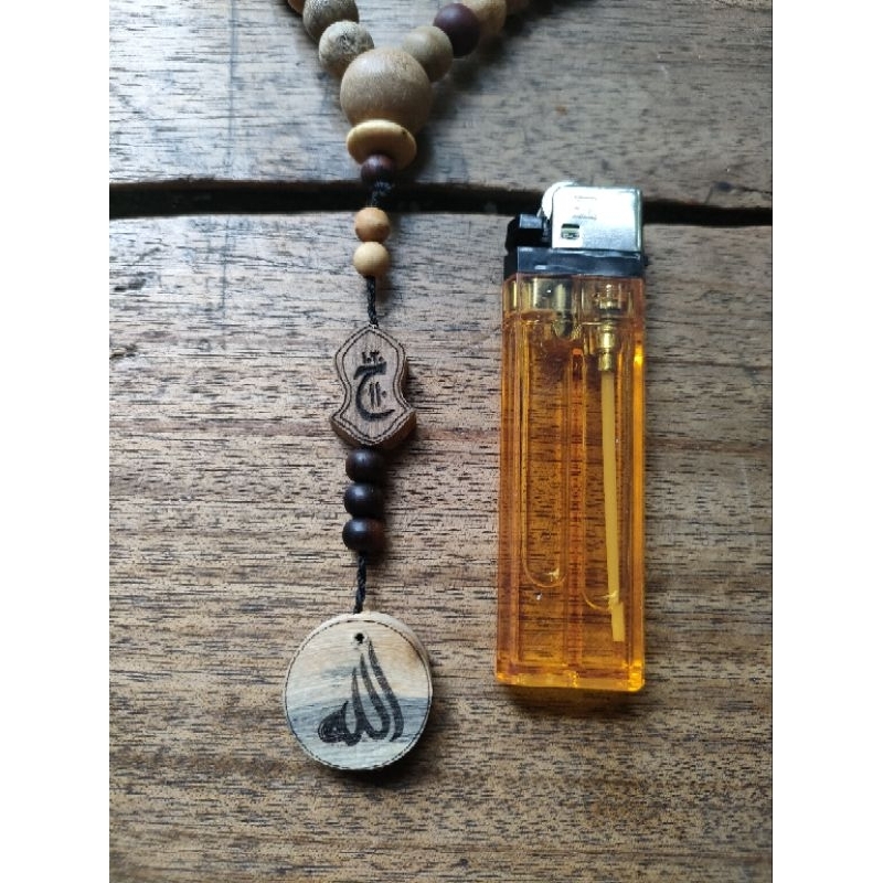 Tasbih Kalung kayu kombinasi terompah nabi Muhammad