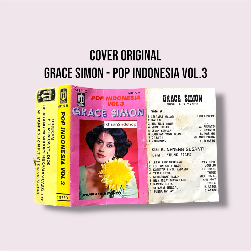 Sampul / Cover Kaset Pita Grace Simon - Pop Indonesia Vol. 3 Original