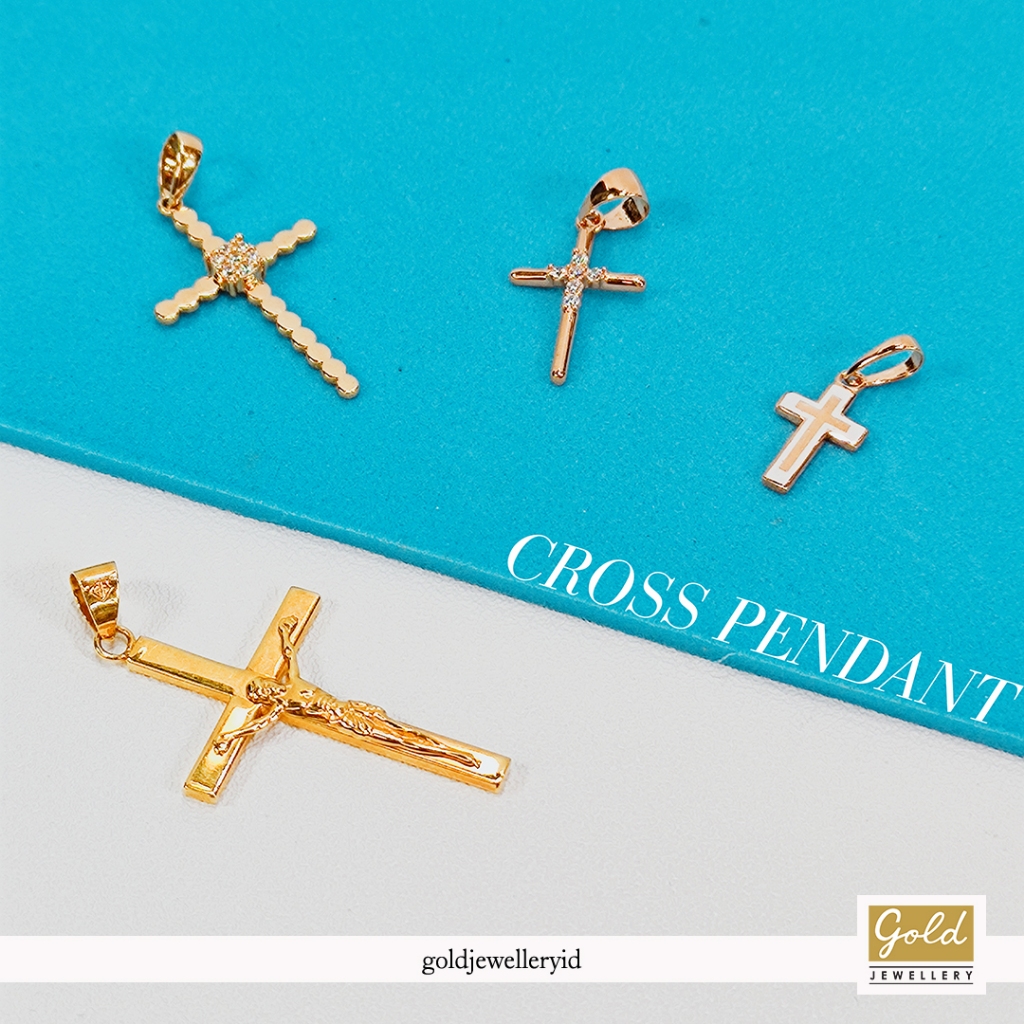 Liontin emas kuning 700 16k - cross series / salib