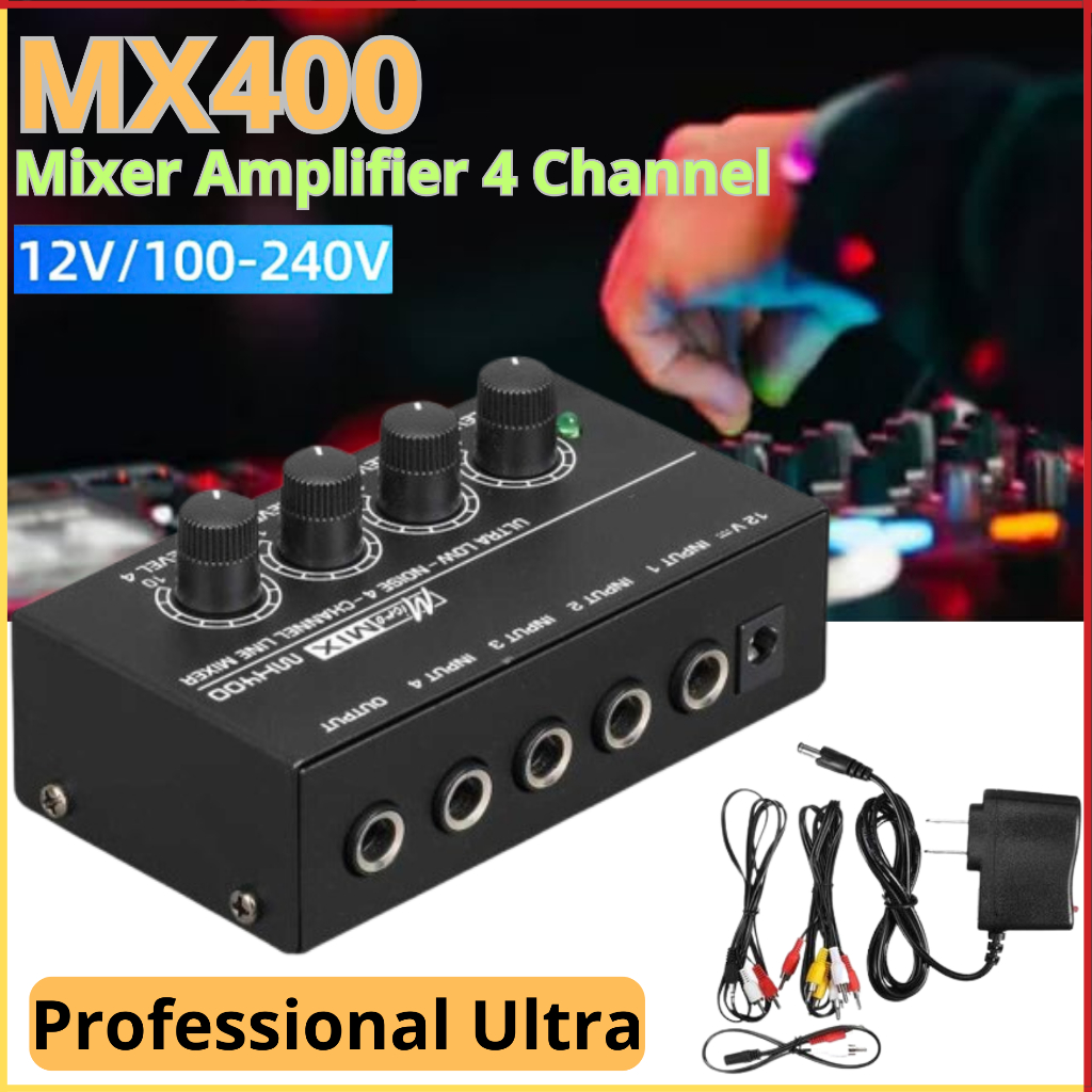 Mixer Audio Karaoke Mini 4 Saluran Stereo Portabel untuk Sound System