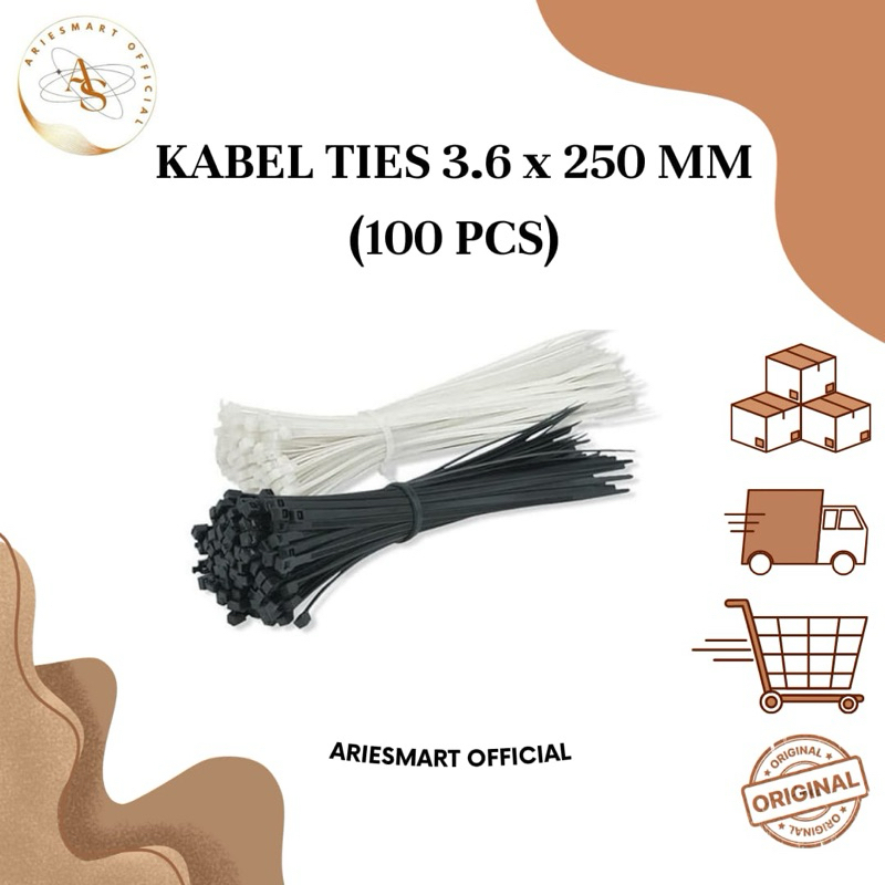 

KABEL TIES PENGIKAT 3.6 X 250 MM ISI 100 PCS PUTIH / HITAM CABLE TIES NYLON