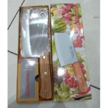 golok daging Stainles steel gagang kayu golok potong gagang kayu
