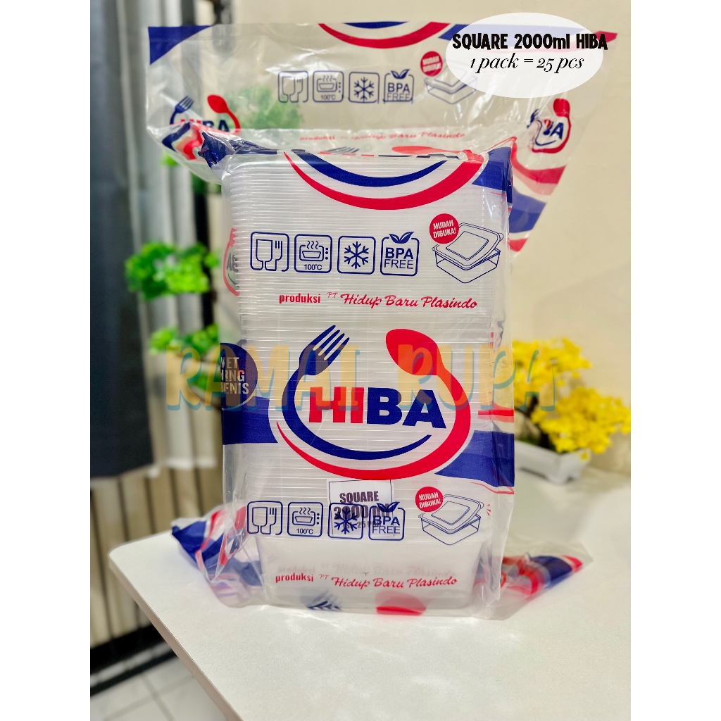[25 PCS] THINWALL SQUARE (KOTAK) 2000 ML / THINWALL PERSEGI 2000 ML MERK “HIBA”