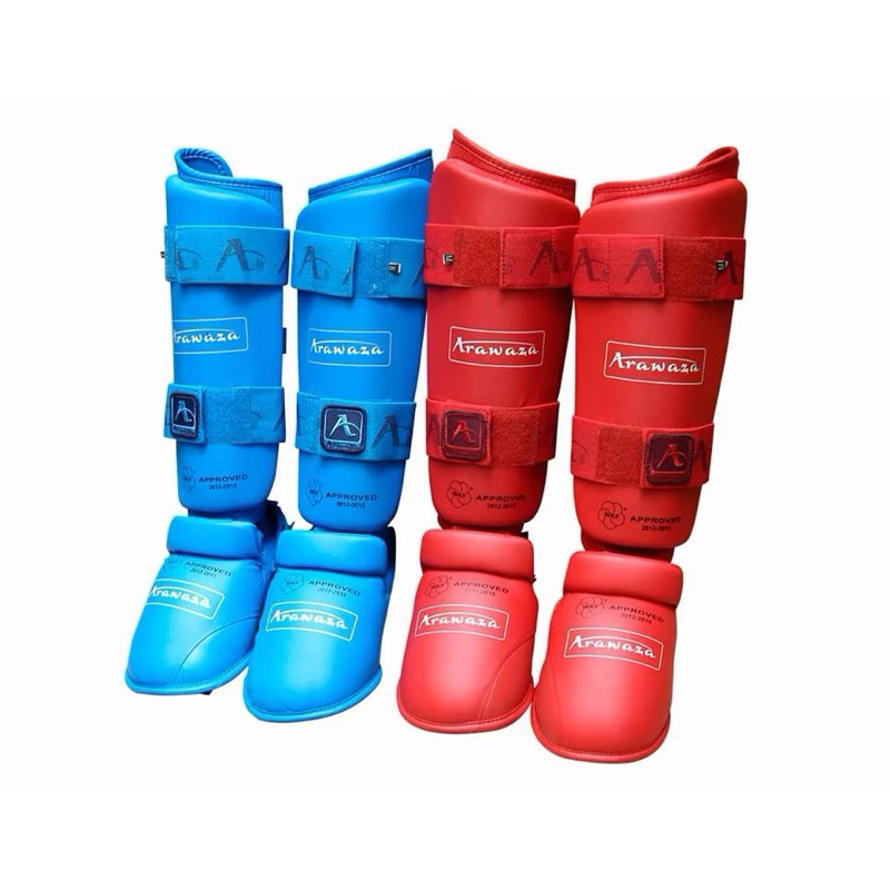 Foot Protector Leg Protector ARAWAZA WKF Approved 100% Original Red/Blue - Pelindung Kaki Karate Ara