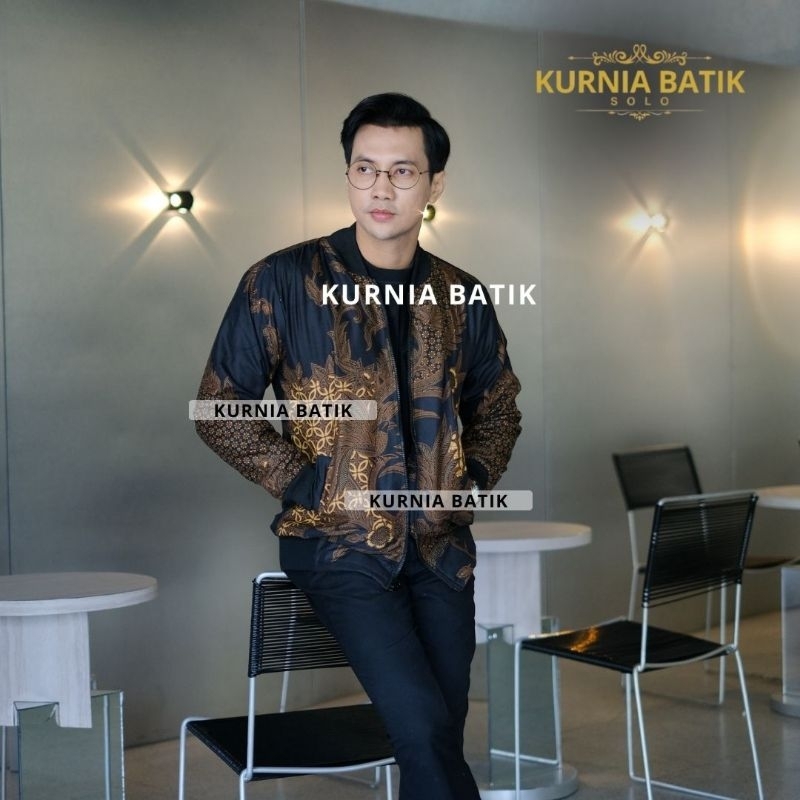 jaket bomber batik pria wanita motif mahesa hitam