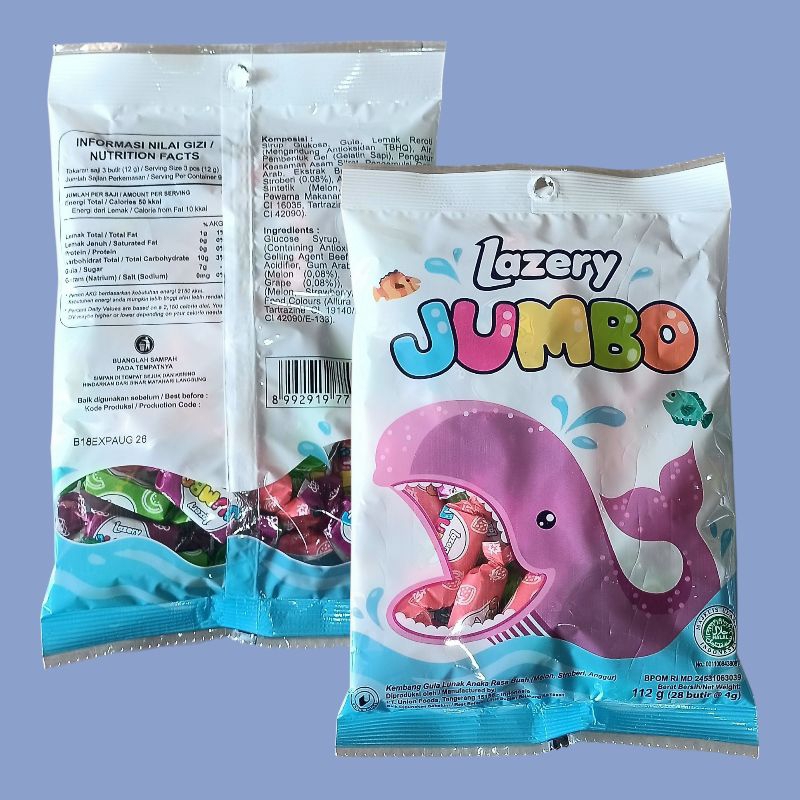 

LAZERY YOGURT JUMBO SAK Permen Yogurt Rasa Buah Sak Kecil 112gr [28 butir]