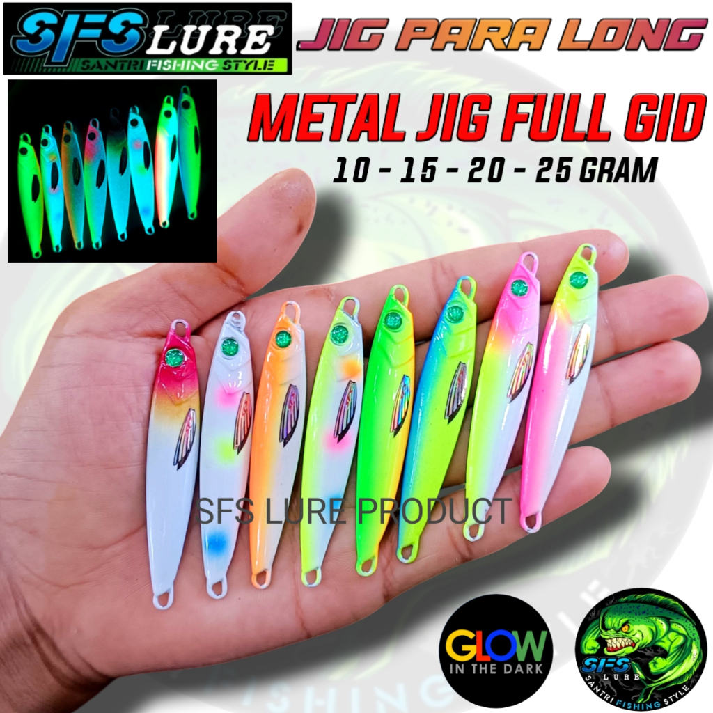 Metal jig full gid micro jig 10g 15g 20g 25gram full gid jig para long glow in the dark siang malam 