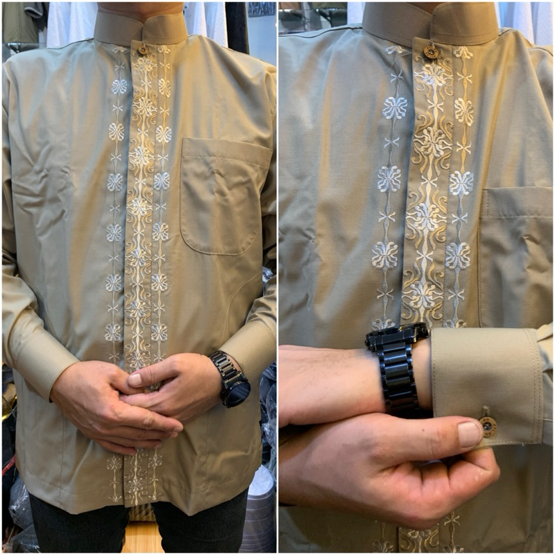ATLAS Baju Koko Bordir Cotton Premium Atlas Universal Lengan Panjang Manset ~ Busana Muslim Pria Kem