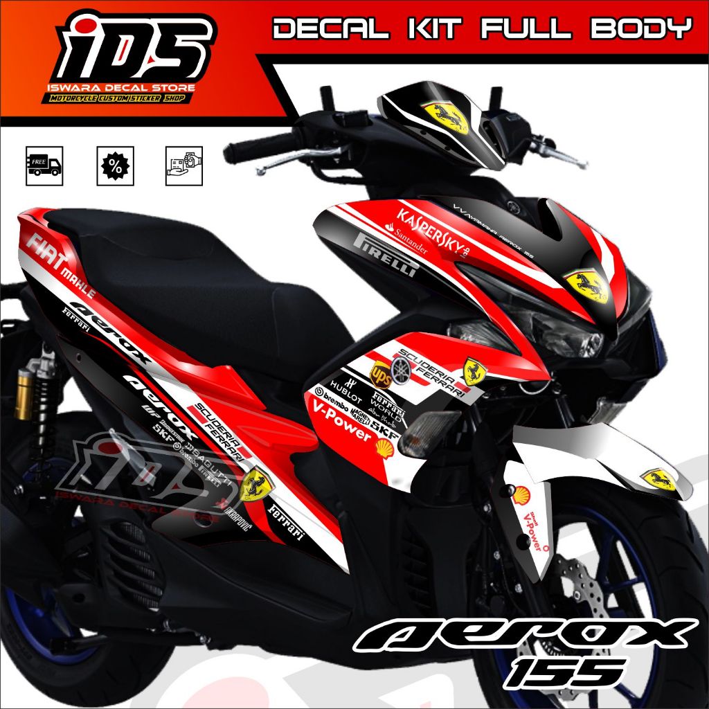 Decal Aerox 155 Full Body Striping Aerox 155 old Stiker Aerox 155 Full Body Ferrari