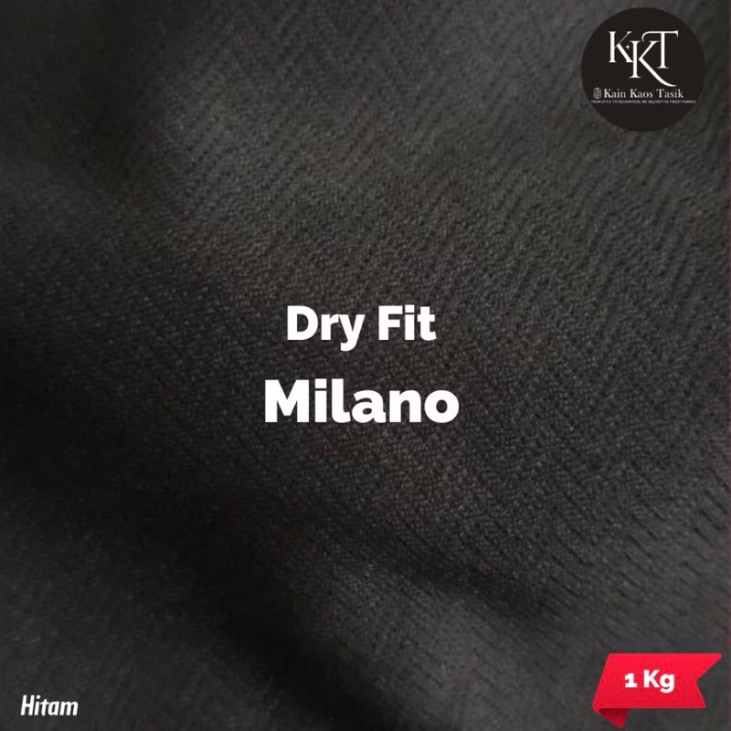 Kain Bahan Jersey Dryfit Milano Dry-Fit Premium HITAM Kiloan