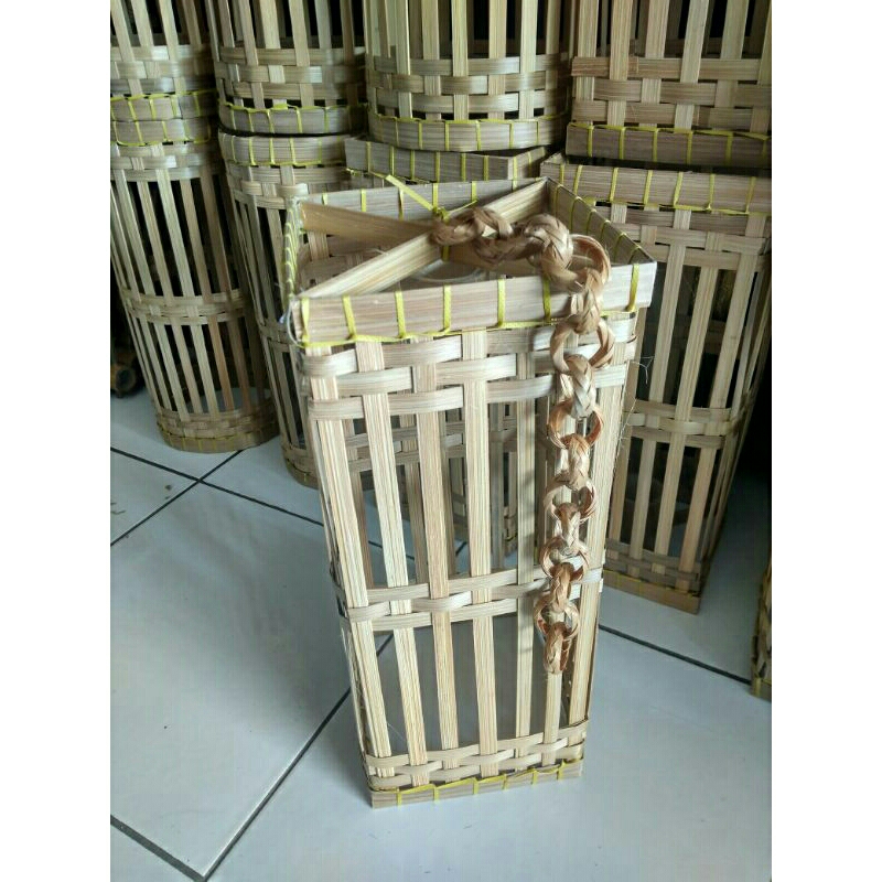 kap lampu bambu tempel gantung/lampu hias bambu tempel gantung