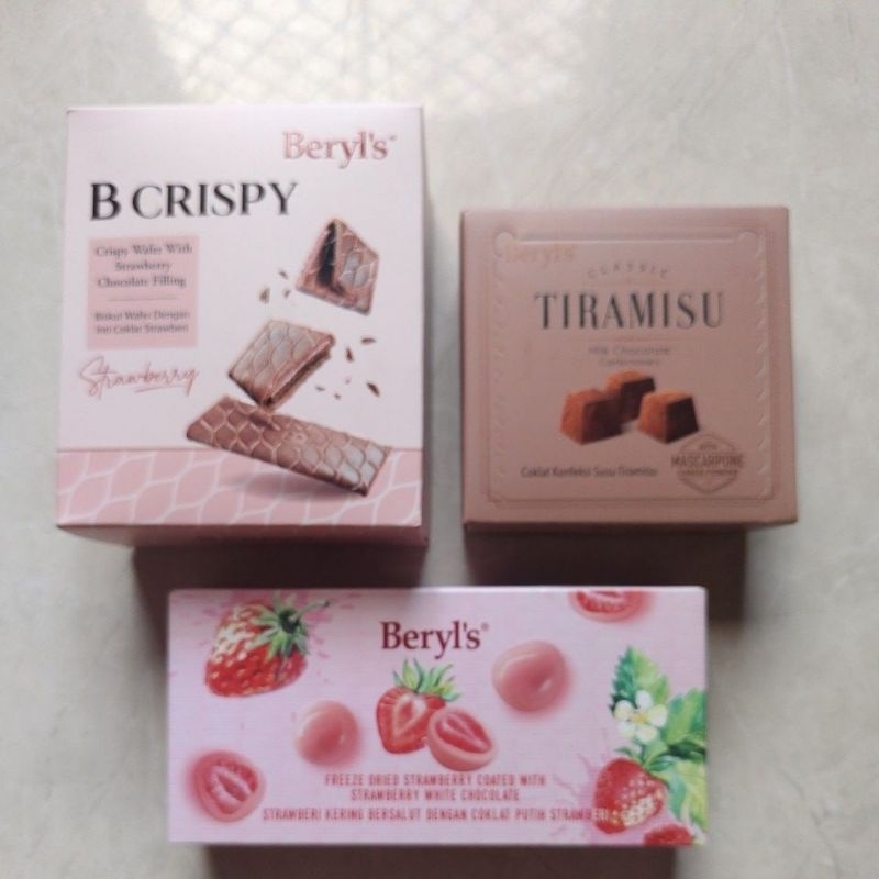 

beryl's beryls crispy wafer with strawberry tiramisu chocolate filling dried strawberry coated with strawberry white chocolate tiramisu