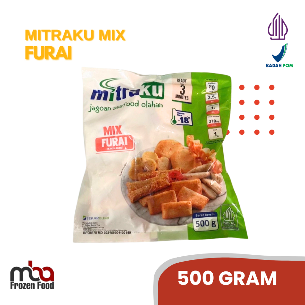 

Mitraku Mix Furai Seafood 500gr /Siomay /Ikan /Nugget /Dimsum /Frozenfood /Makananringan /Camilan /OlahanIkan /Oleholeh /Steamboat /Grill /Gorengan /Dumpling