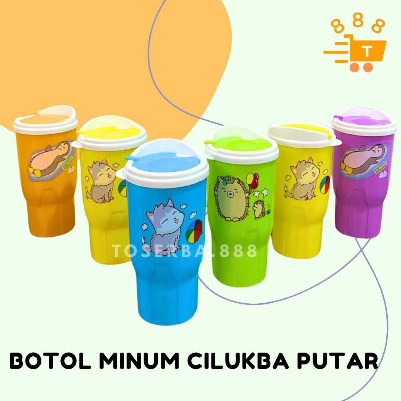 Botol Minum Cilukba Motif Tutup Putar Plastik Motif Aesthetic Lucu Tumblr Tutup Tumbler Motif Kartun
