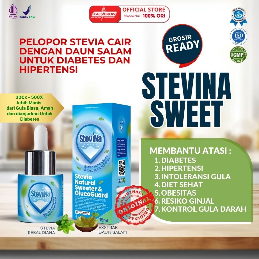 

(Kemasan box) Stevina Sweet Stevia Alami 0 Kalori Plus Herbal Daun Salam Untuk Mencegah Diabetes 1 Botol