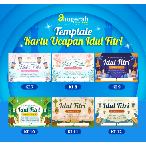 Cetak Kartu Ucapan Idul Fitri /Kartu Ucapan Lebaran Lucu / Kartu Ucapan Free Template Custom 1 Sisi