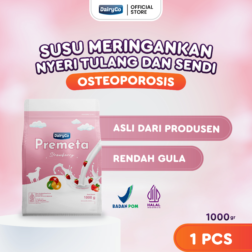 Susu Kambing Etawa Bubuk 1 Kilogram - Premeta Strawberry - Lengkapi Nutrisi Anak