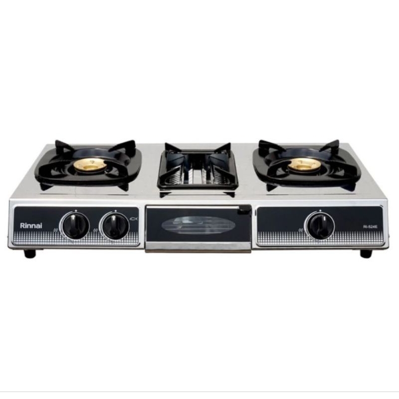 RINNAI KOMPOR GAS RI 524E PEMANGGANG - KOMPOR GAS RINNAI 2 MATA + GRILL - KOMPOR RINNAI 3 MATA GRILL