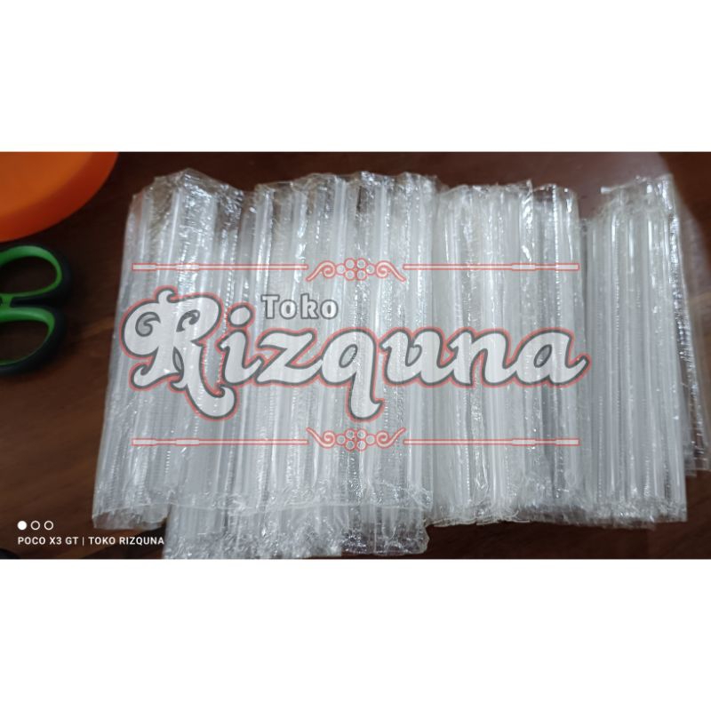 Sedotan plastik kecil bening renceng | Sedotan Aqua | harga untuk 200pcs