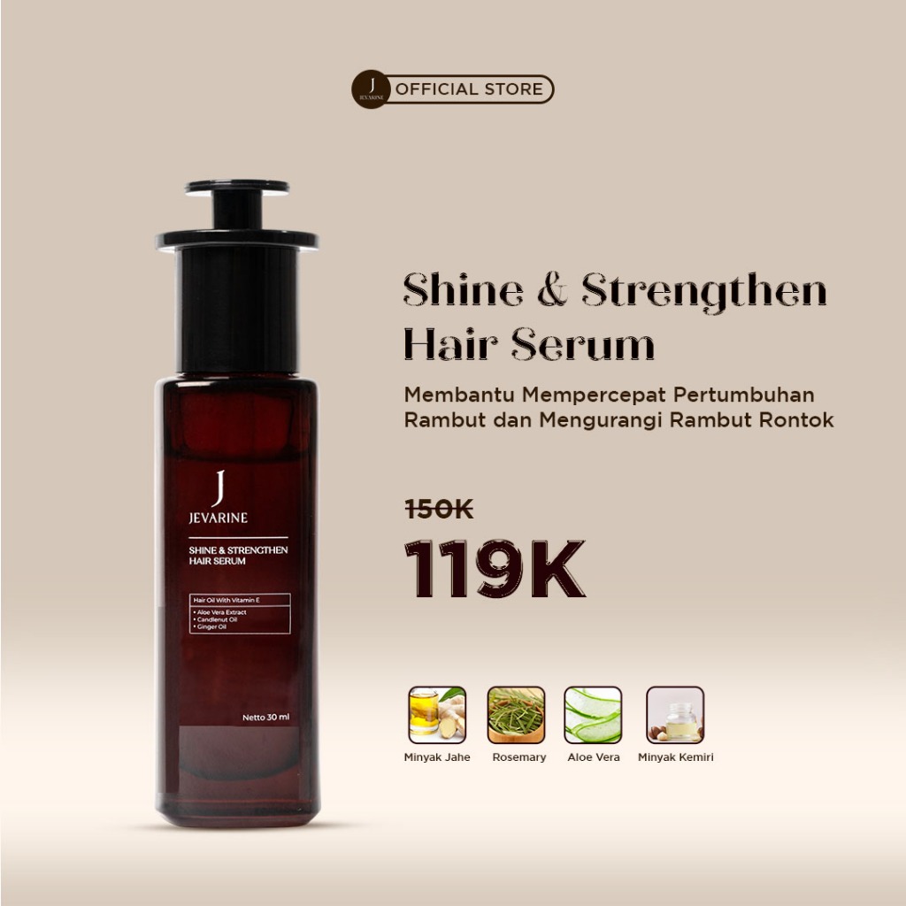 Jevarine Shine & Strengthen Hair Serum 1PCS - Mempercepat Pertumbuhan Rambut & Anti Rontok With Rose