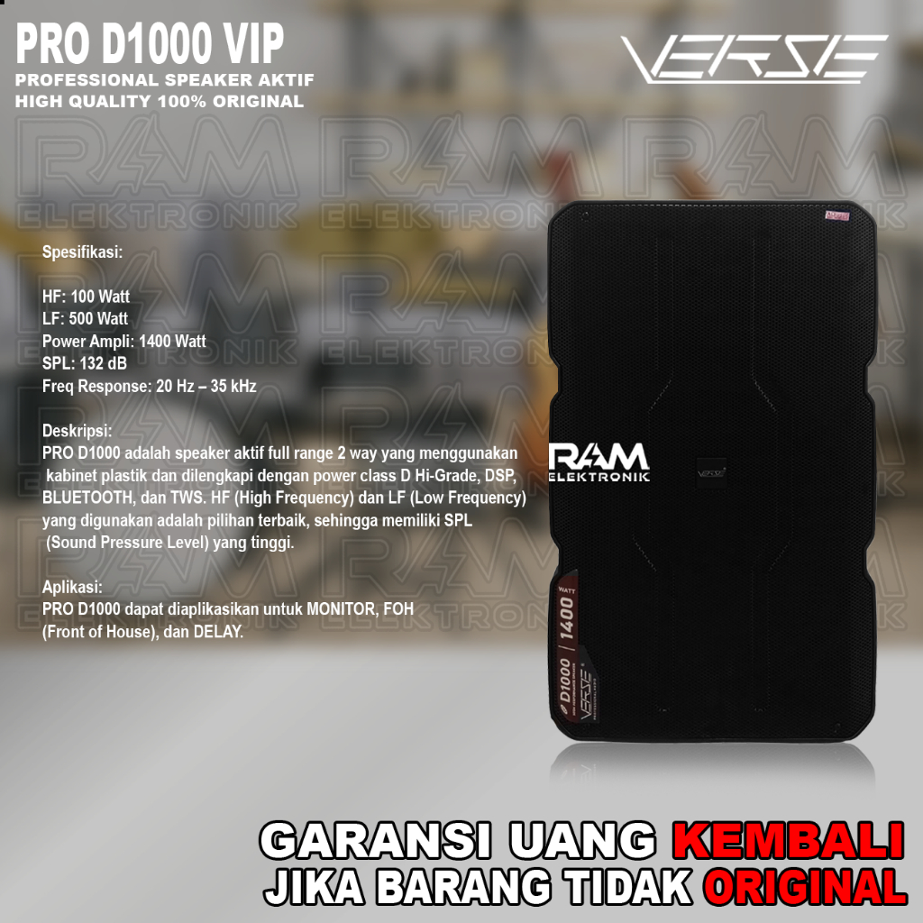 Speaker Aktif 15 Inch VERSE PRO D1000 | D 1000 VIP (NEW) Original