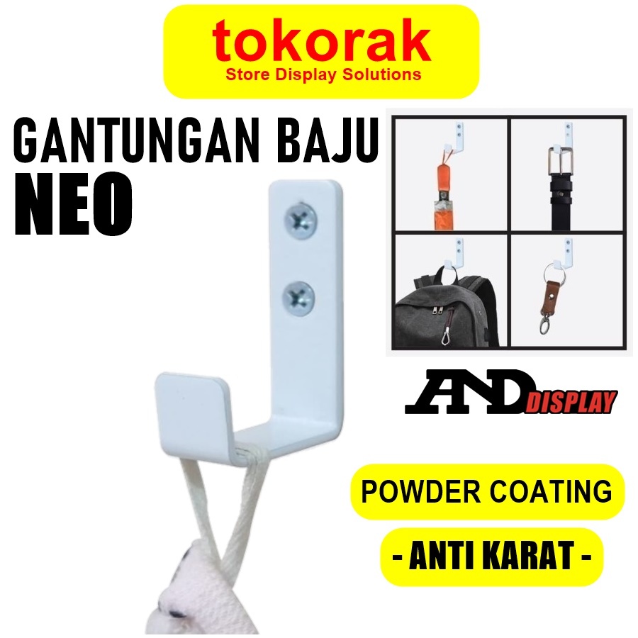 GANTUNGAN BAJU SINGLE NEO HOOK KAIT KAPSTOK KAITAN SERBAGUNA TEMPEL TEMBOK DINDING