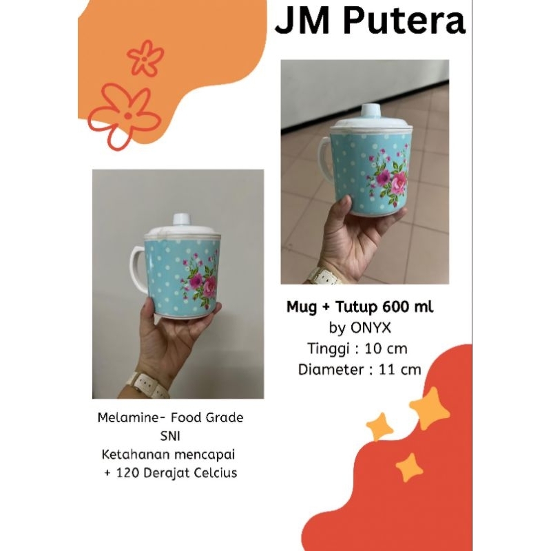 Mug + Tutup Melamin Motif 600 ML Onyx