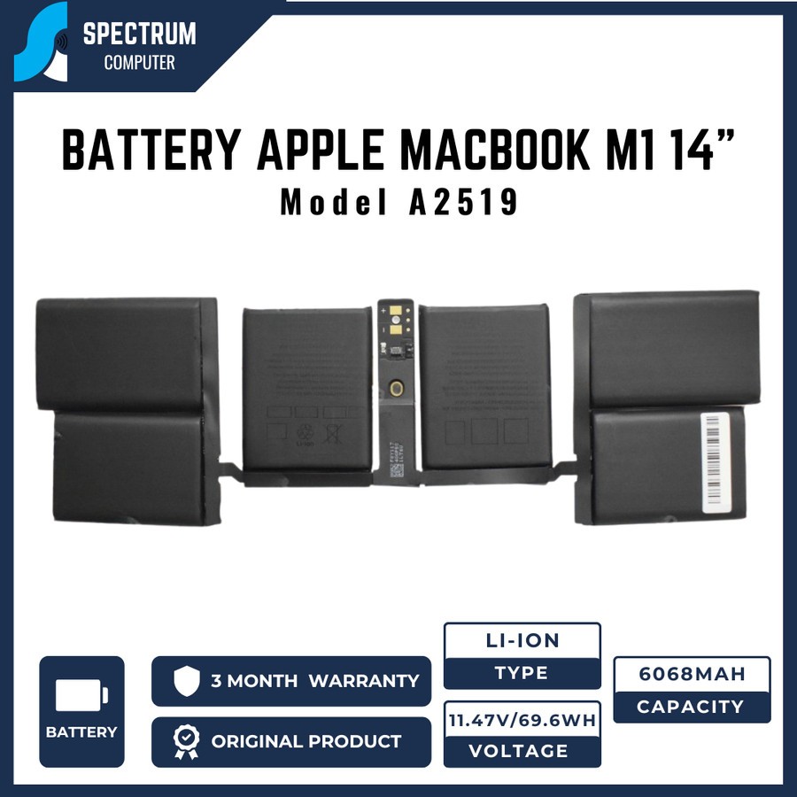 Baterai APPLE MacBook M1 14" A2442 / A2519 Tahun 2021 ORIGINAL