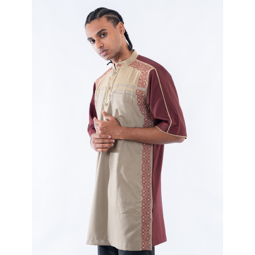 KAMILIANO Kurta Lengan Pendek Pria FARDEEN - LIGHT BROWN