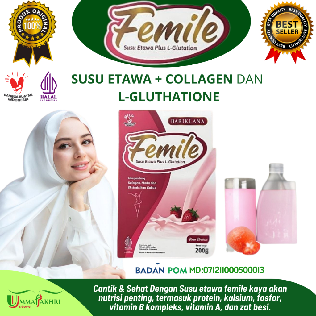 

FEMILE Susu Kambing Etawa dengan L-Glutathione, Kolagen, Ikan Gabus, dan Madu – 200g