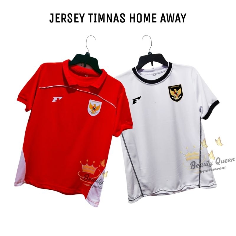Jersey timnas indonesia home away fantasy atasan baju bola futsal kaos olahraga leher berkerah bahan